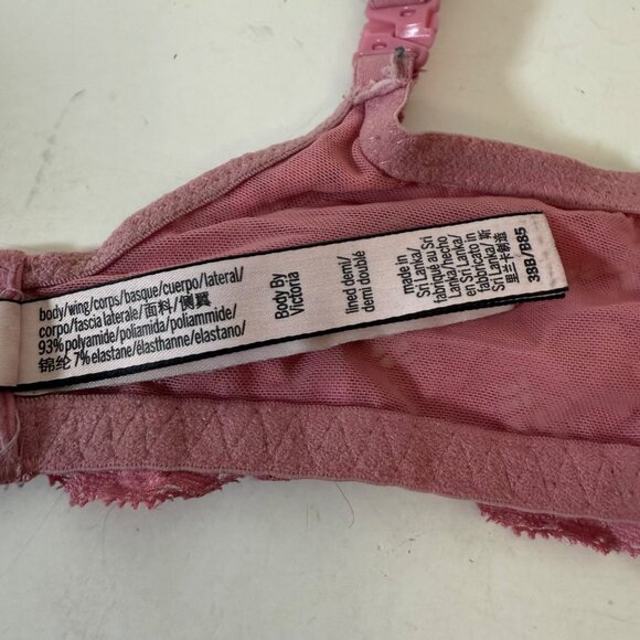 Victorias Secret Lace BraSize 38B Dusty Pink Body by Victoria Lined Demi - Picture 10 of 14